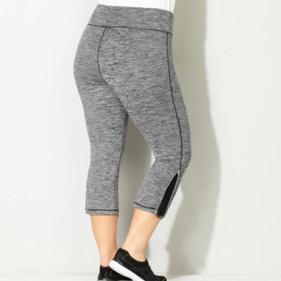 NWT $58 TANGARINE Women S Zipper CAPRI ACTIVEWEAR Cropped Tights Legging in Grey - Picture 3 of 7